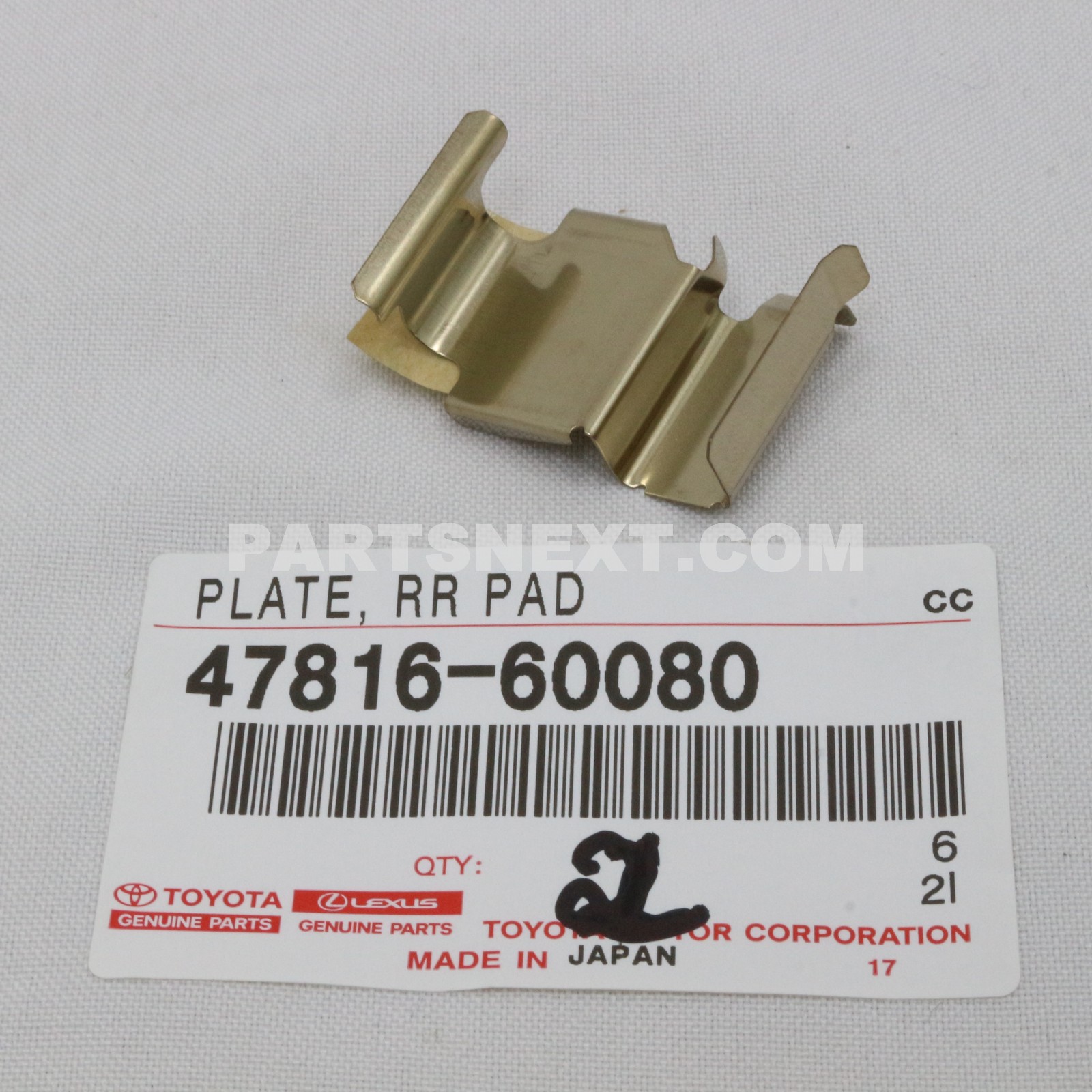 Toyota :: 47816-60080 PLATE, PAD SUPPORT, NO.1(FOR REAR DISC BRAKE)