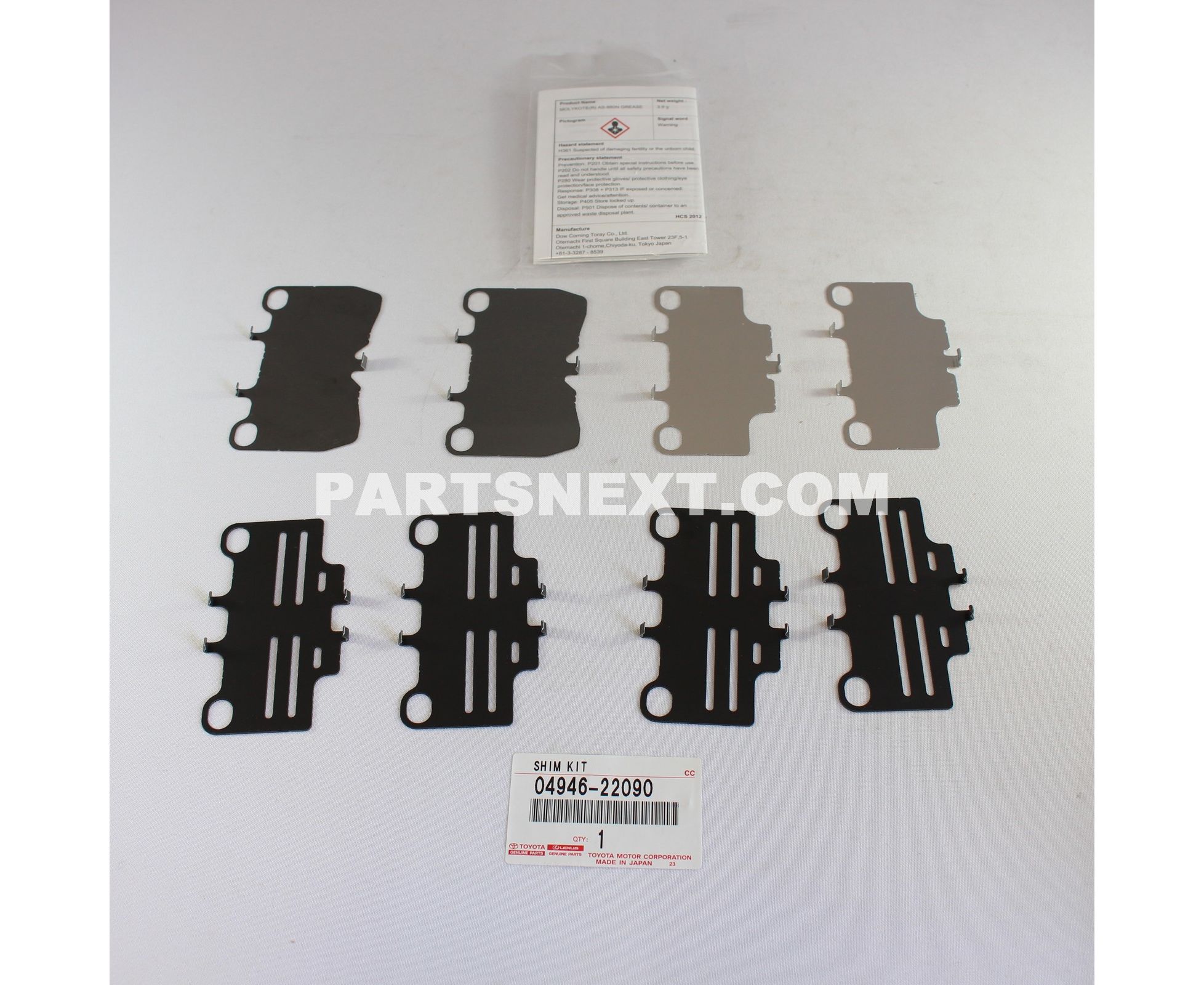 Toyota :: 04946-22090 SHIM KIT, ANTI SQUEAL(FOR REAR DISC BRAKE) Toyota :: 04946-22090 SHIM KIT, ANTI SQUEAL(FOR REAR DISC BRAKE)