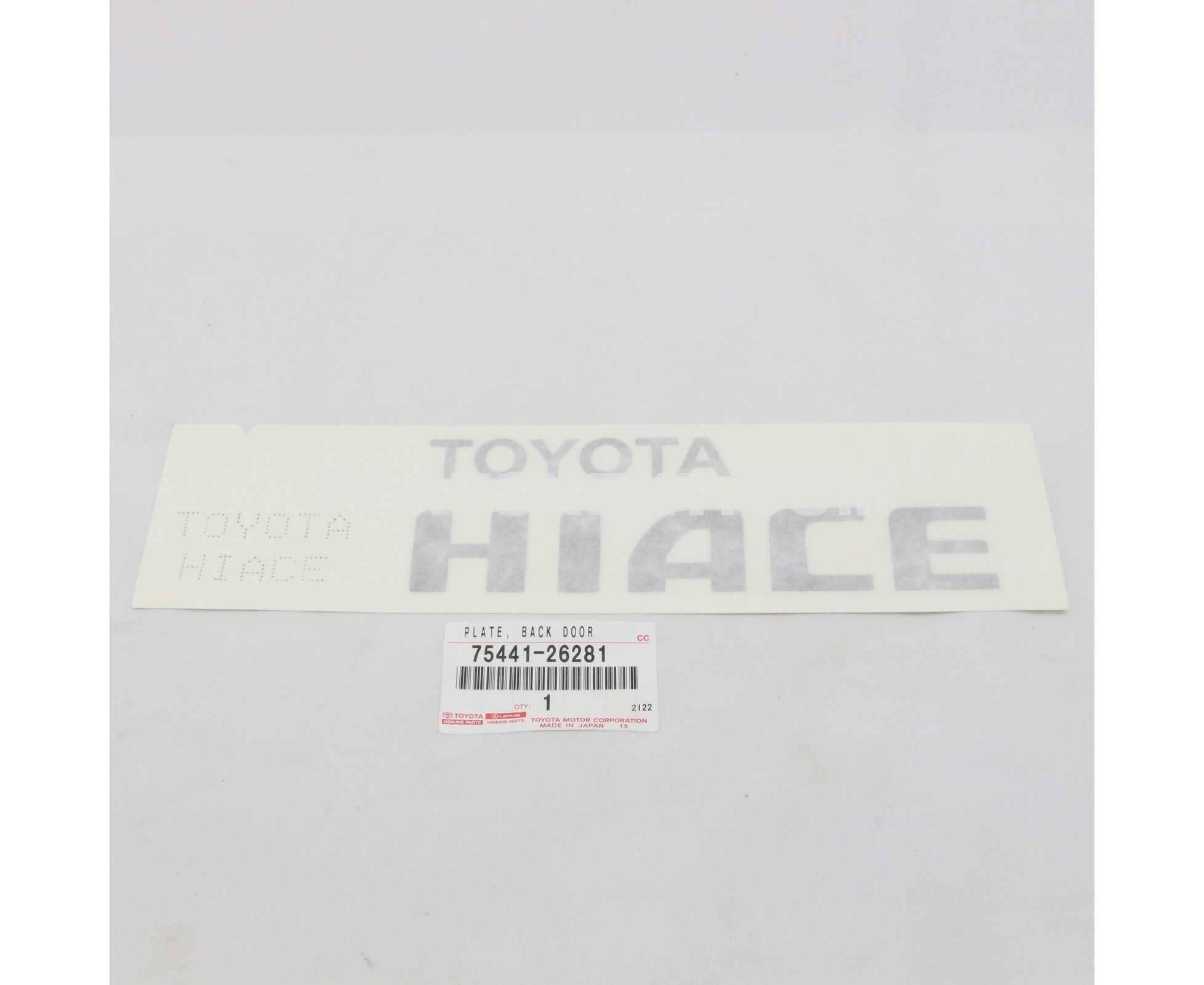 Toyota :: 75441-26281 PLATE, BACK DOOR NAME