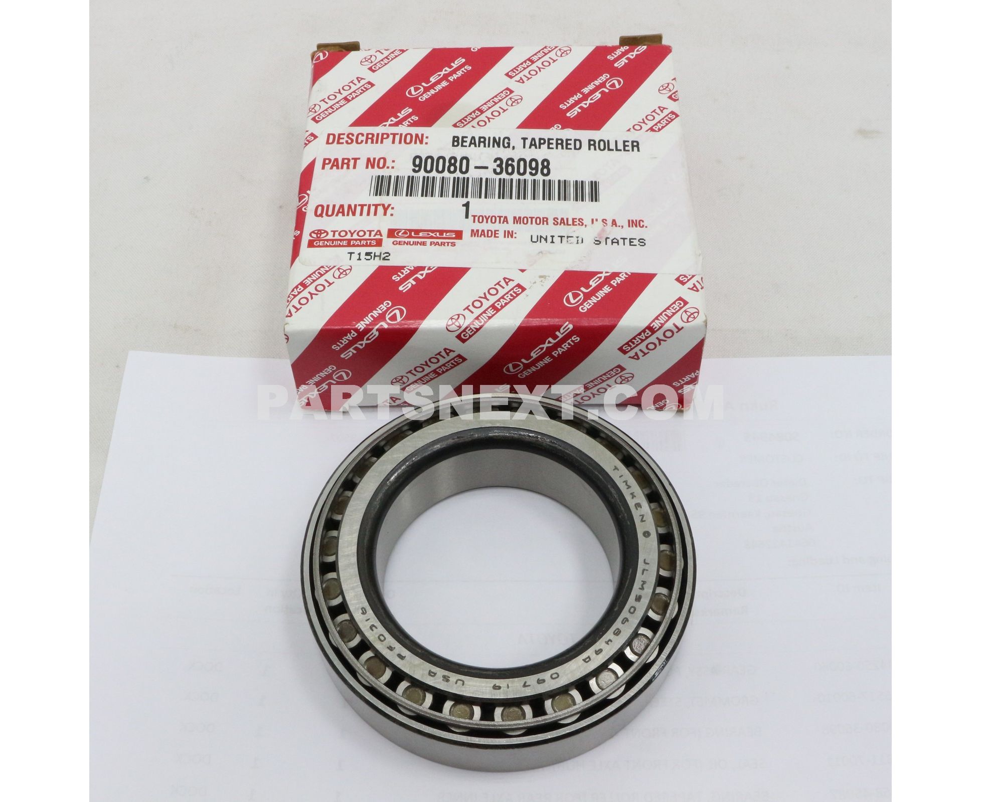 Toyota :: 90080-36098 BEARING (FOR FRONT AXLE HUB INNER), RH/LH