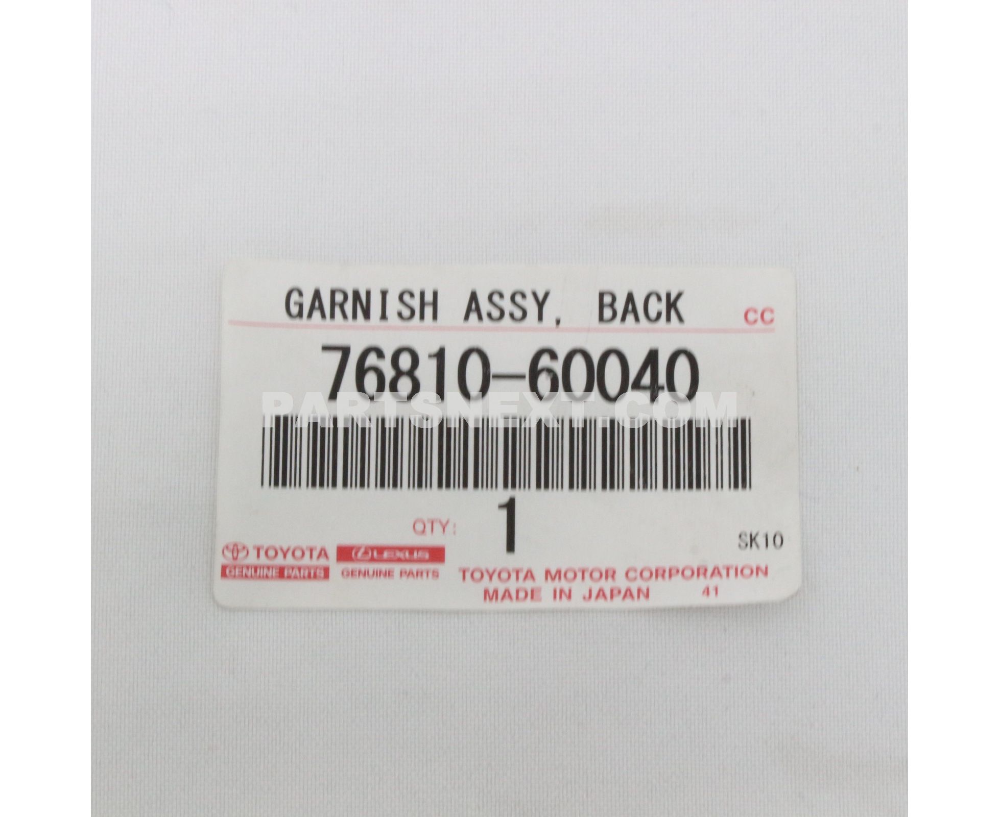 リヤドロ Toyota :: 76810-60040 GARNISH, BACK DOOR, OUTSIDE NO.2