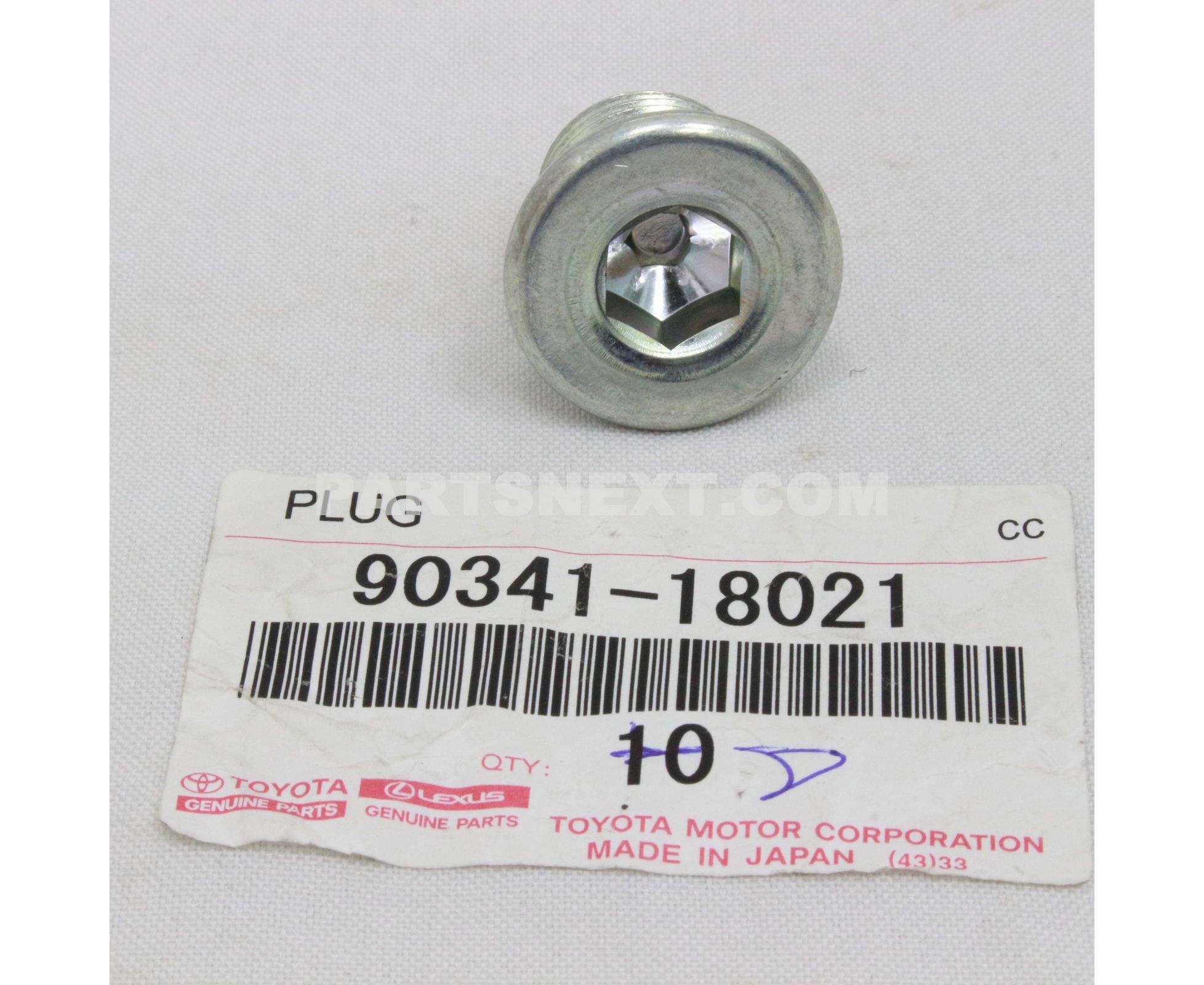 Toyota :: 90341-18021 PLUG (FOR FRONT DIFFERENTIAL DRAIN)